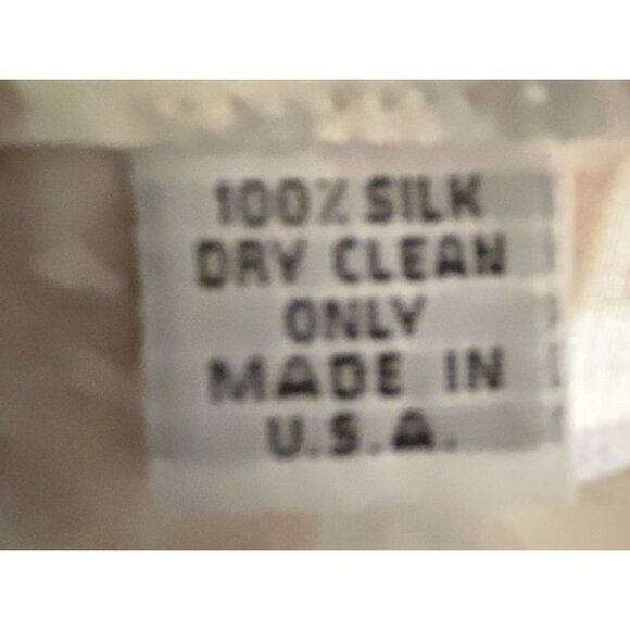 Karl Reiman Blouse Womens Size 4 White/Tan Silk Floral Ruffle Button Down Soft - Picture 7 of 7